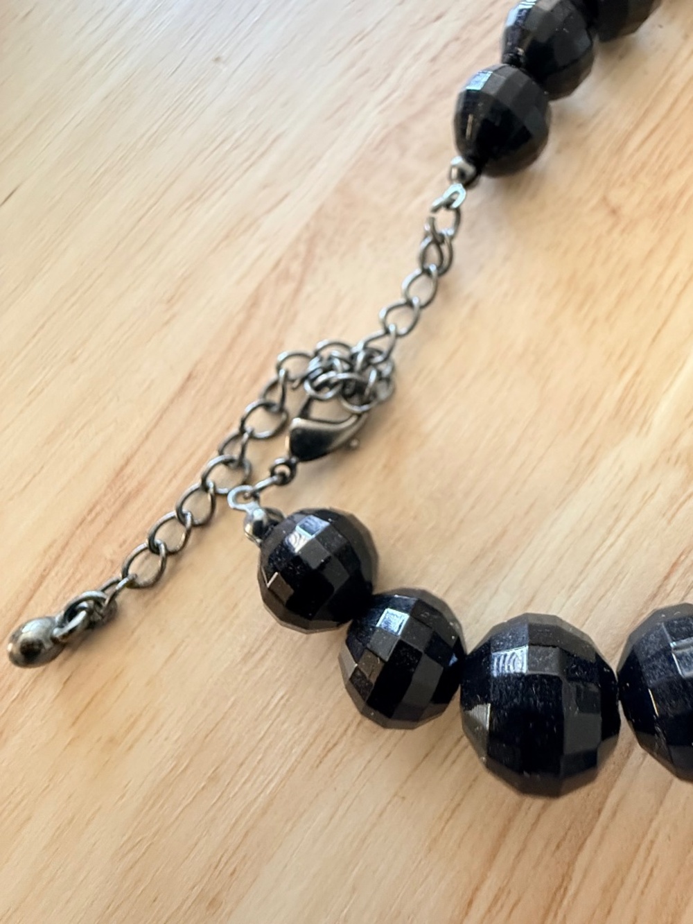 Vintage Black Beaded Long Necklace - Picture 3 of 6